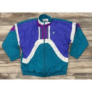 Bold Spirit Women's Vintage Multicolor Windbreaker Jacket Size Large 80's / 90's